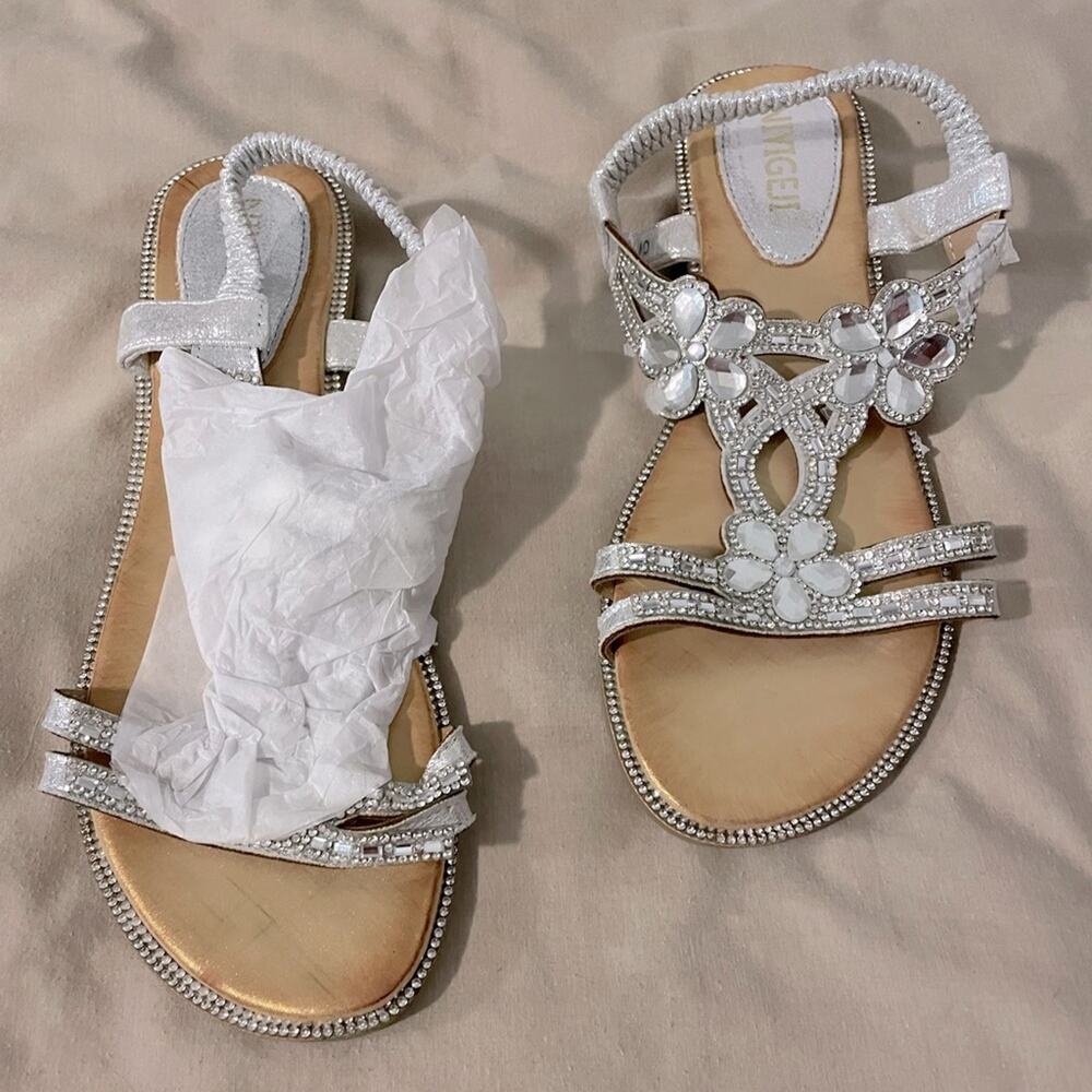 Niyigeji sandals size 40 Crystal dressy sandals with elastic slip on straps NWOT